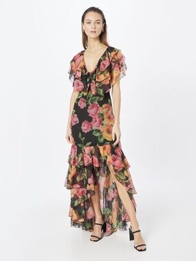 NastyGal Floral Ruffle High-Low Dress